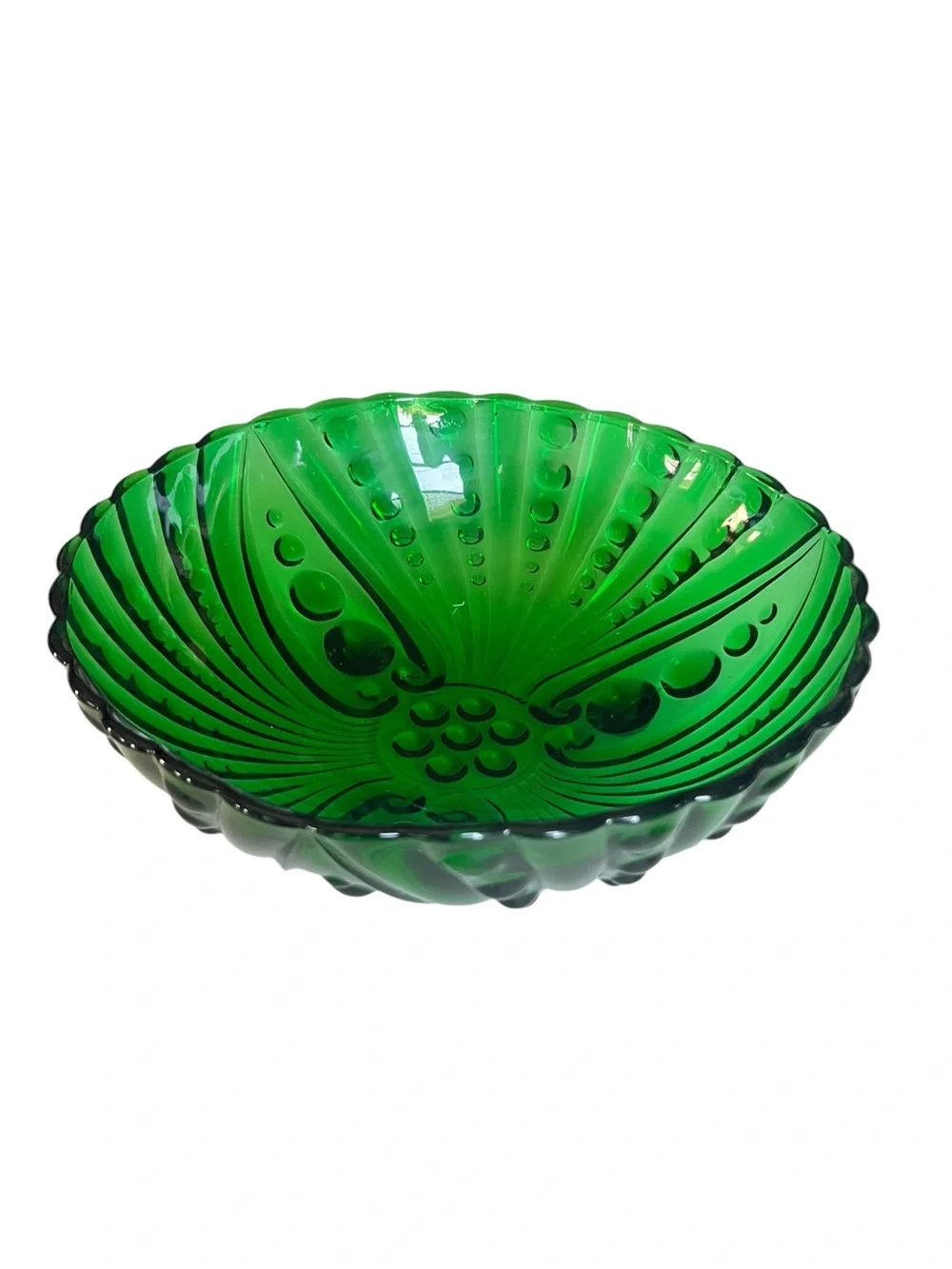Vintage Anchor Hocking Green Burple Glass 8” Serving Bowl
